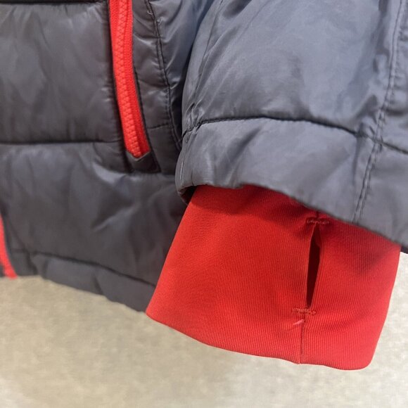 Spyder Boys Dark Gray Red Puffer Full Zip Jacket Hoodie Pockets Size L (14-16) - Picture 10 of 16